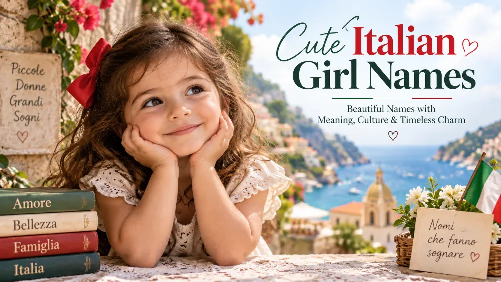 Cute Italian girl names with meanings and origins in an Italian coastal setting