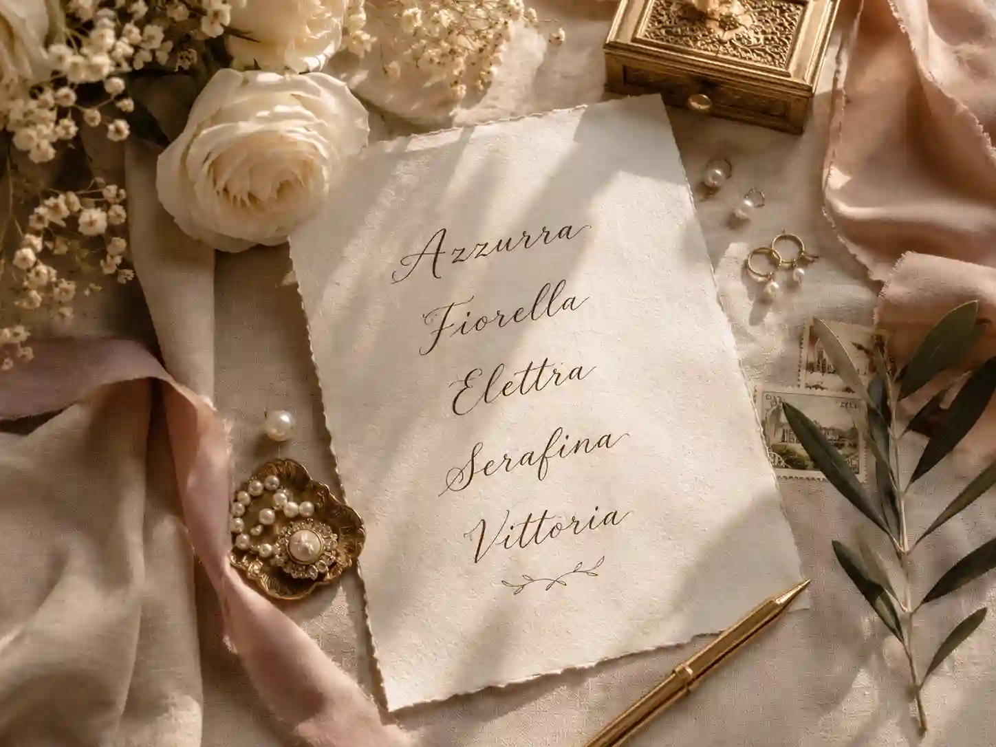 Unique modern Italian girl names with elegant meanings in stylish feminine Italian aesthetic setting