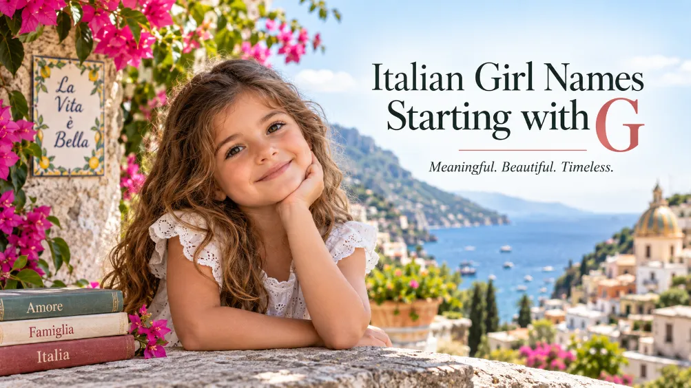 Young girl by the sea representing Italian girl names starting with G